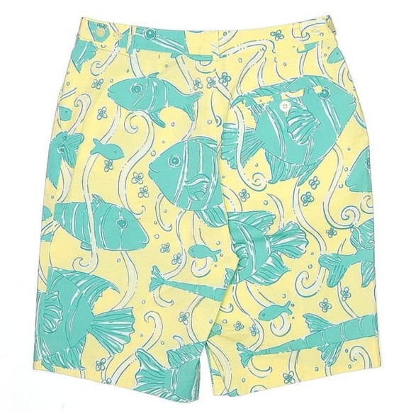Lilly Pulitzer Yellow and Blue Fish Print Shorts - Picture 2 of 8